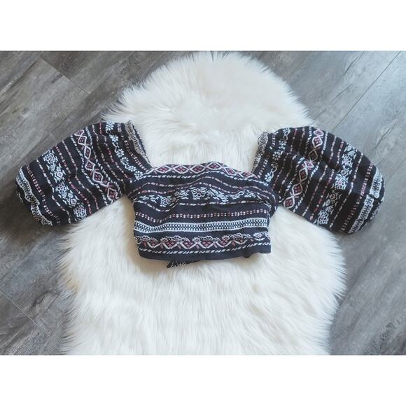 NEW Anthropologie Dolan Black and Pink Puff Sleeved Blouse - Small - Picture 4 of 13